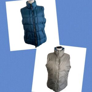 Women's Silver Rider Reversible Polydown Blue/Gray Puffer Vest Size XL